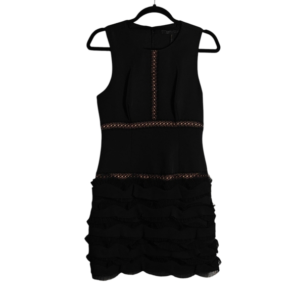 BCBG MAXAZRIA Black Ruffle Mesh Tiered Sleeveless Party Dress Size 4 - Picture 1 of 16